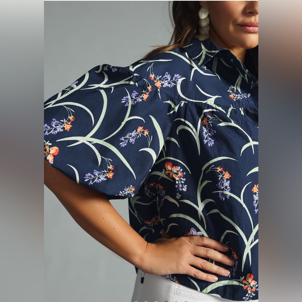 NWOT: The Zooey Bubble-Sleeve Blouse by Maeve - Picture 6 of 12